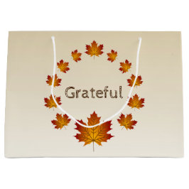 Sacola Para Presentes Grande Saída de Ação de Graças Folhas Simples Grateful Ma
