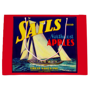 Sacola Para Presentes Grande Sails 1930s - impressão de etiqueta da caixa das M