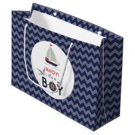 Sacola Para Presentes Grande Salve! É um menino! Barco à vela náutico Chá de be