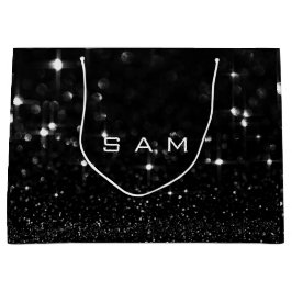 Sacola Para Presentes Grande Sam Black White Glitter Favor Gift Spark