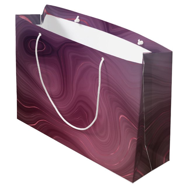 Sacola Para Presentes Grande Sangria Strata | Moody Pink e Purple Luxe Agate (Verso inclinado)