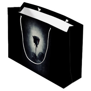 Sacola Para Presentes Grande Sangue Macabre de gotejar com Rosa preto gótico