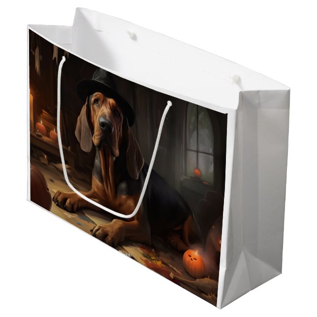 Sacola Para Presentes Grande Sanguhound Pumpkins Halloween Assustado (Frente inclinada)