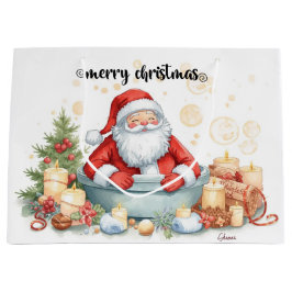 Sacola Para Presentes Grande Santa Claus Christmas Spa Bath Tub Large Gift Bag