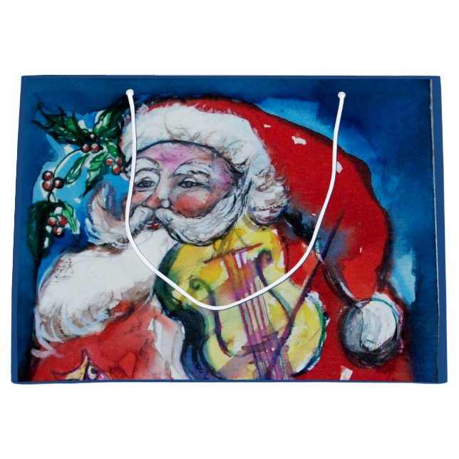 SACOLA PARA PRESENTES GRANDE SANTA CLAUS COM VIOLINA (Frente)