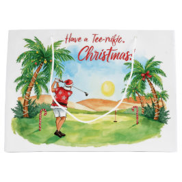 Sacola Para Presentes Grande Santa Claus is golfing Christmas in July 