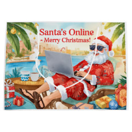 Sacola Para Presentes Grande Santa’s Online Computer Lovers Merry Christmas!