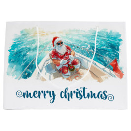 Sacola Para Presentes Grande Santa Sailing – Tropical Christmas by the Sea