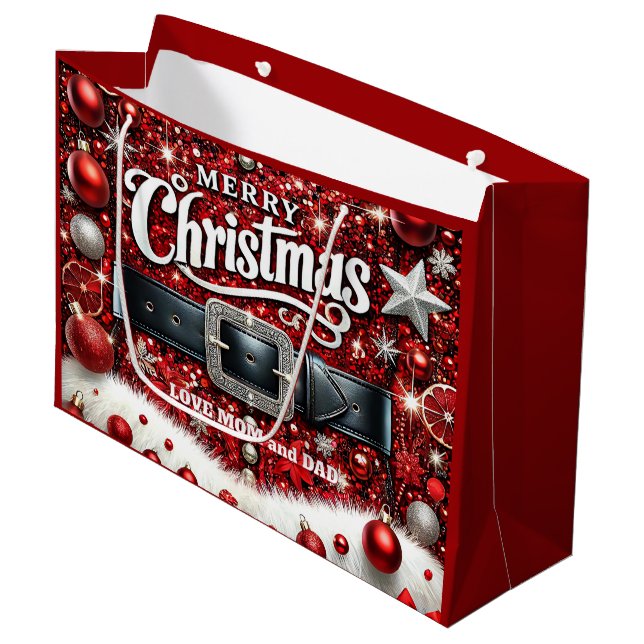 Sacola Para Presentes Grande Santa's Belt (Frente inclinada)