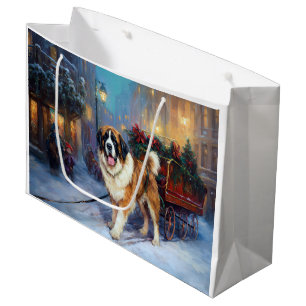 Sacola Para Presentes Grande Santo Bernard Christmas Fesason Season