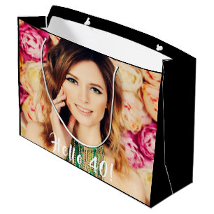 Sacola Para Presentes Grande saudação personalizada de fotos do aniversário de