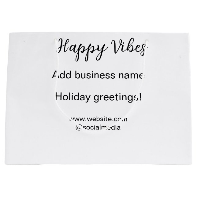 Sacola Para Presentes Grande Saudações de Natal com vibrações felizes para negó (Frente)