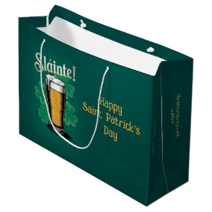 Sacola Para Presentes Grande Saúde! Cerveja do Dia de São Patrício num Copo Ver