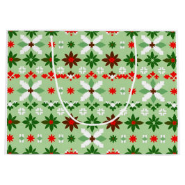 Sacola Para Presentes Grande Scandinavian Fair Isle Christmas