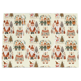 Sacola Para Presentes Grande Scandinavian Folk Art Festive Holiday