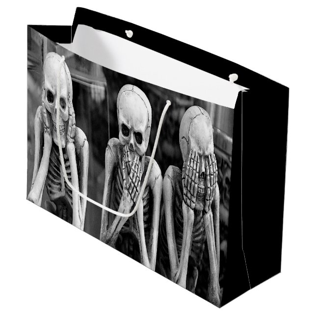 Sacola Para Presentes Grande Scarny Engraçado Skeletons Halloween Gift Bag (Frente inclinada)