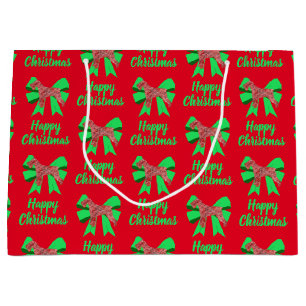 Sacola Para Presentes Grande Schnauzer Silhouette Red Christmas Dog & Green Arc