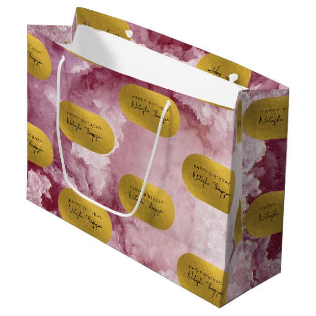 Sacola Para Presentes Grande Script de Assinatura de Cristais do Mar de Folha d (Frente inclinada)