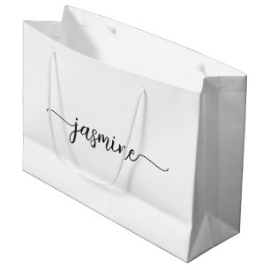 Sacola Para Presentes Grande Script de Caligrafia Minimalista Feminina com Mono