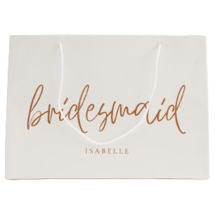 Sacola Para Presentes Grande Script manuscrito de Bridesmaid Earthy Boho