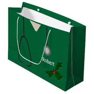 Sacola Para Presentes Grande Scrubs Green Holly - Saco de Presente