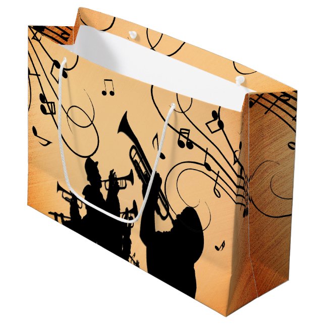 Sacola Para Presentes Grande Seção de Trompete Jazz Música Laranja Ferrugem (Frente inclinada)