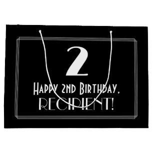 Sacola Para Presentes Grande segundo aniversário: Art Deco Estilo Inspirado "2