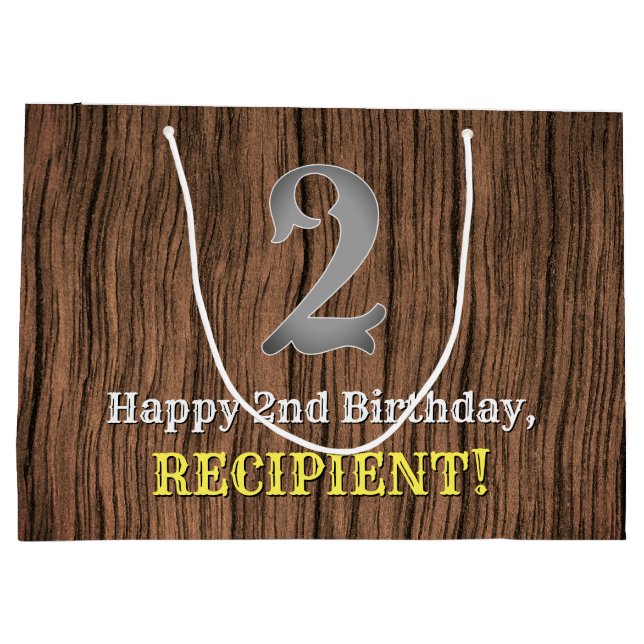 Sacola Para Presentes Grande segundo aniversário: Country Western Inspirou Look (Verso)