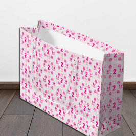Sacola Para Presentes Grande Segundo aniversário de Páscoa rosa