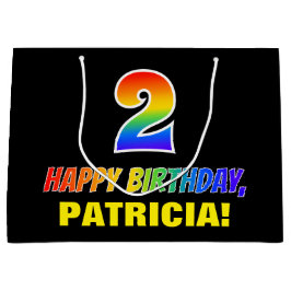 Sacola Para Presentes Grande segundo aniversário: Negrito, Divertido, Simples, 