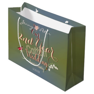 Sacola Para Presentes Grande segundo Ano De Algodão Casado Aniversário Grande