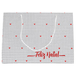 Sacola Para Presentes Grande Seja o meu Namorados Knit Heart Gift Bag