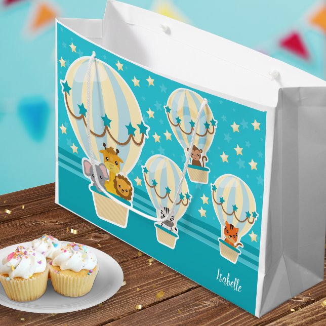 Sacola Para Presentes Grande Selva-branca voando em balões de ar quente (Criador carregado)