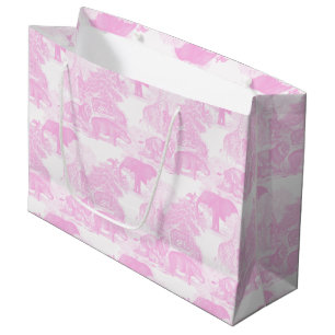 Sacola Para Presentes Grande Selva de Toile Rosa Safari Chinoiserie