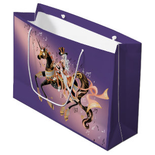 Sacola Para Presentes Grande Senhora Steampunk no Cavalo Mecânico