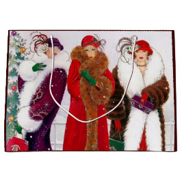 Sacola Para Presentes Grande Senhoras retros do natal vintage do art deco