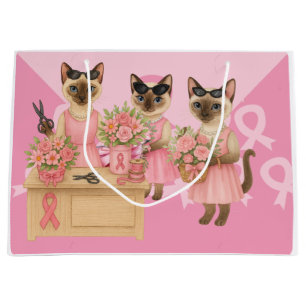Sacola Para Presentes Grande Sensibilização do Cancer para os amantes do gato -