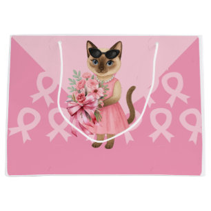 Sacola Para Presentes Grande Sensibilização do Cancer para os amantes do gato -