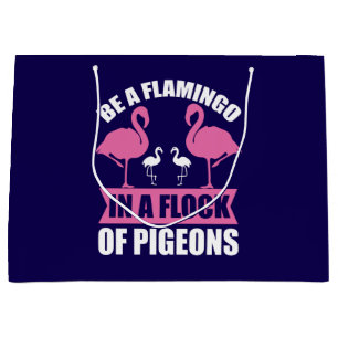 Sacola Para Presentes Grande Ser Flamingo Num Bando De Pombos-18716