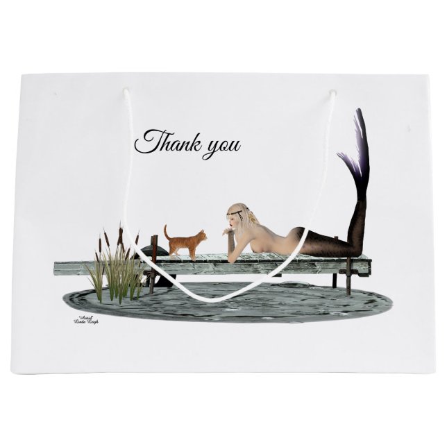 Sacola Para Presentes Grande Sereia No Saco De Presente De Pata De Praia (Frente)