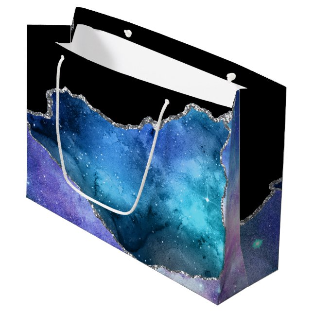 Sacola Para Presentes Grande Série Galaxy Agate Design 17  (Frente inclinada)