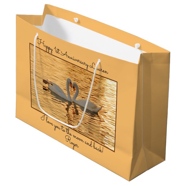 Sacola Para Presentes Grande Seu Casal Swan de Msg na Sunset Animal Photography (Frente inclinada)