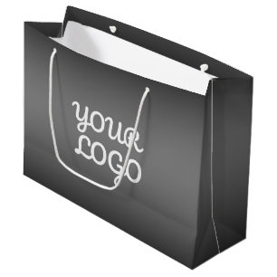 Sacola Para Presentes Grande Seu logotipo e cor editável ombre cinza escuro mod