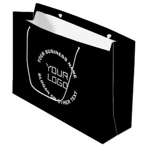 Sacola Para Presentes Grande Seu logotipo ou imagem e texto editável Preto e