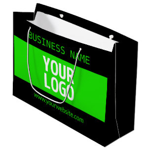 Sacola Para Presentes Grande Seu logotipo ou imagem Preto e verde brilhante