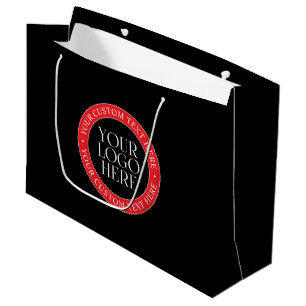 Sacola Para Presentes Grande Seu logotipo ou outra imagem Vermelho Preto e Br