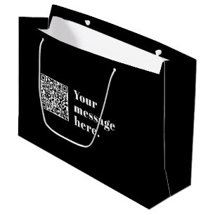Sacola Para Presentes Grande Seu próprio código QR carregado e texto retrô edit