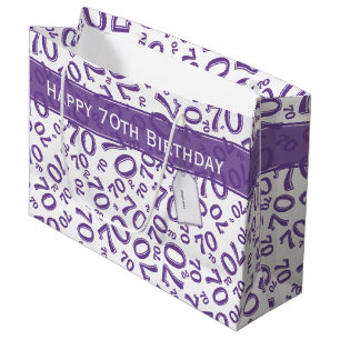 Sacola Para Presentes Grande Seu texto: 70 Aniversário Roxo 70 Padrão