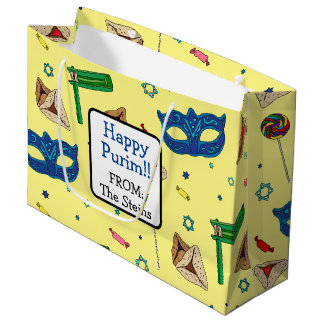 Sacola Para Presentes Grande Shaloch Manot - Amarelo personalizado