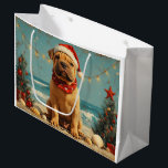 Sacola Para Presentes Grande Shar Pei Dog Christmas Vintage Beach<br><div class="desc">Traga o calor dos feriados para a costa com esta charmosa design inspirada na vintagem, que apresenta um cão festivo sentado numa praia serena. Com um clássico toque de feriado de tons nostálgicos e vibrações costeiras, esta trabalho de arte captura a magia do Natal pelo mar. Perfeito para espalhar alegria...</div>